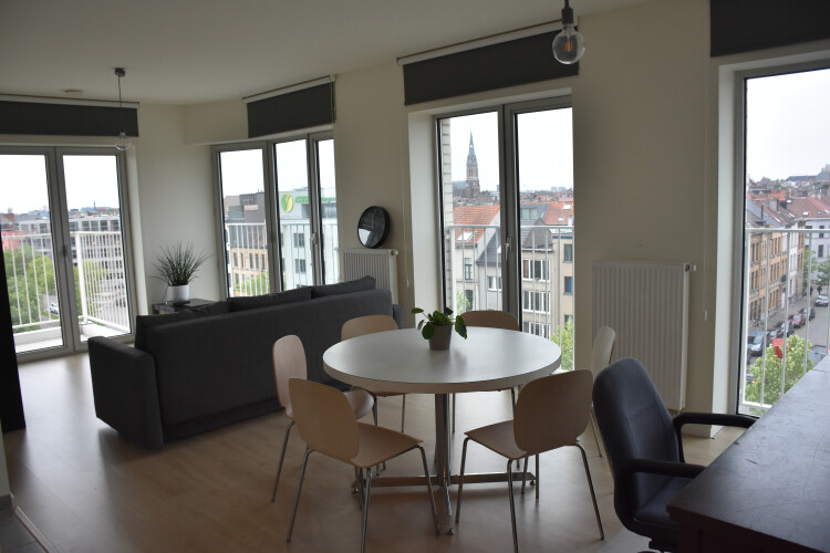 Veel lichtinval langs oosten en zuiden in een ruime living.